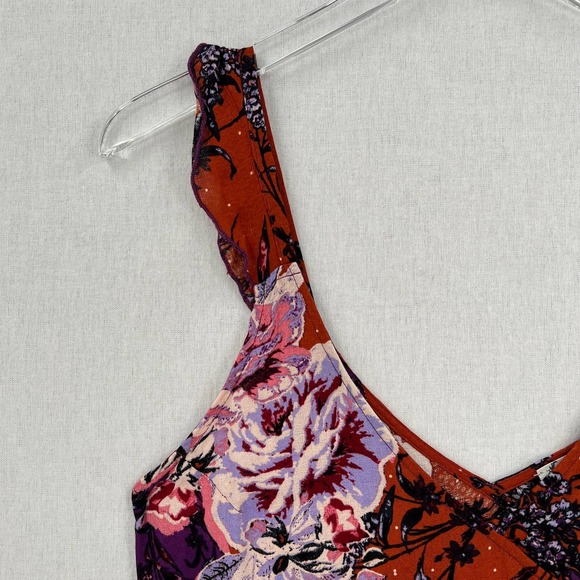 FREE PEOPLE Dress Womens Medium Purple Lauria Slip Mini Floral Print Rust NWT - Picture 10 of 16
